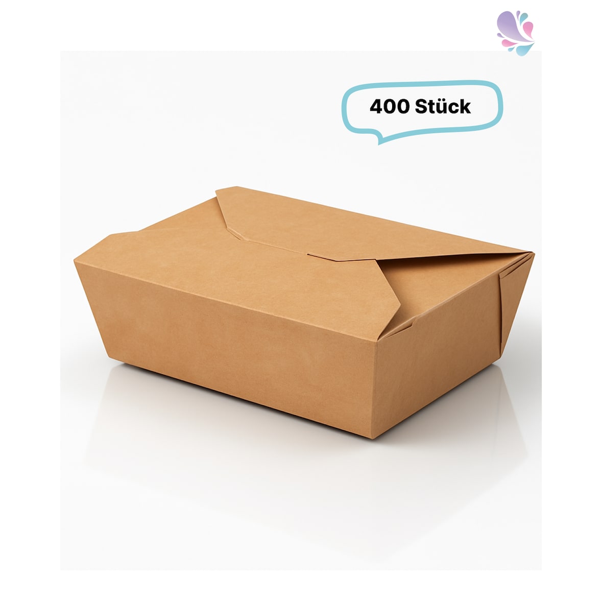 Lunch-Box 500ml 450 Stk, to go, take away, biologisch abbaubar, natürliches Design, weiße Innenschicht