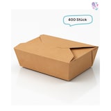 thumbnail of Lunch-Box 500ml 450 Stk, to go, take away, biologisch abbaubar, natürliches Design, weiße Innenschicht