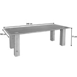 thumbnail of Eettafel HWC-L76, eetkamertafel, industrieel massief hout MVG-gecertificeerd 240x100cm, naturel met metaal look