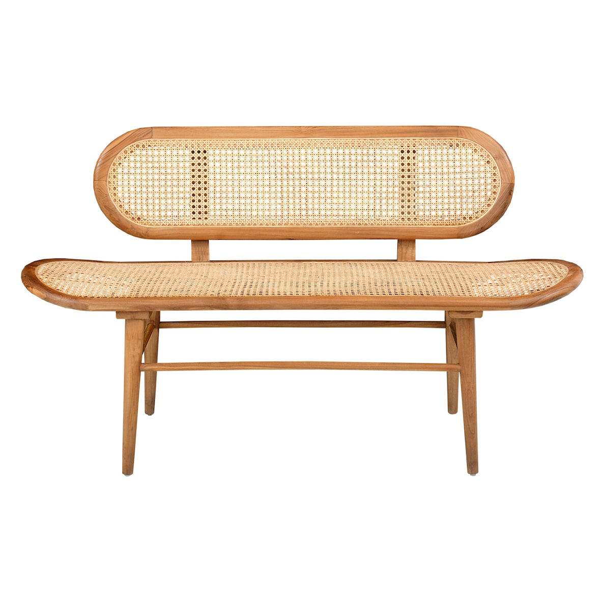 SIT Möbel Bank groot | Zitting en rugleuning rotan | Onderstel teakhout natuurlijke kleur | B 141 x D 50 x H 81 cm | 05359-01 |Serie RATTAN