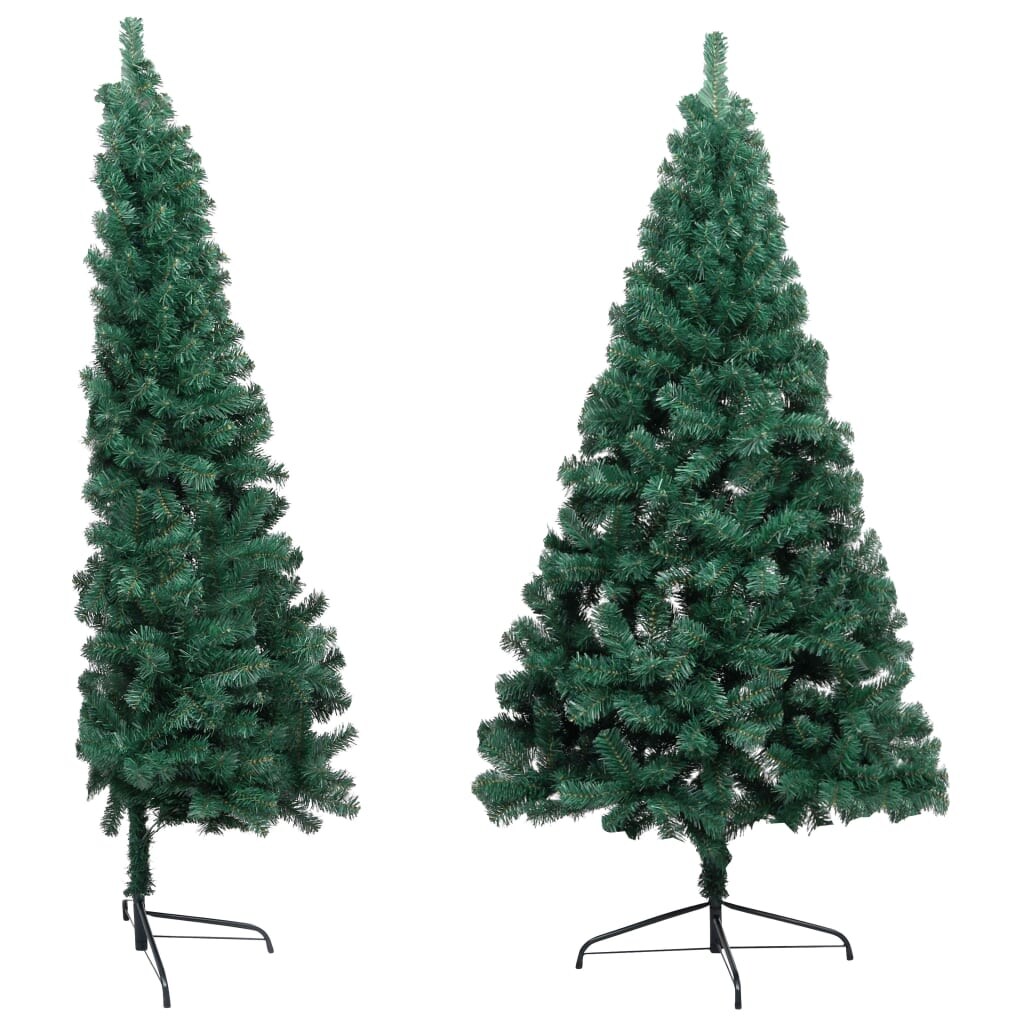 Kunstmatige halve kerstboom met LED's & kerstballen groen 240 cm