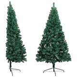 thumbnail of Kunstmatige halve kerstboom met LED's & kerstballen groen 240 cm