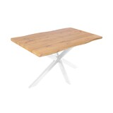 thumbnail of Esstisch Baumkante Holz-Optik Wildeiche 120 x 80 Spider-Gestell weiß JOSY