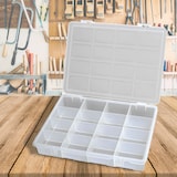thumbnail of Organizador de plástico transparente con 16 compartimentos L242xP188xH37 mm.