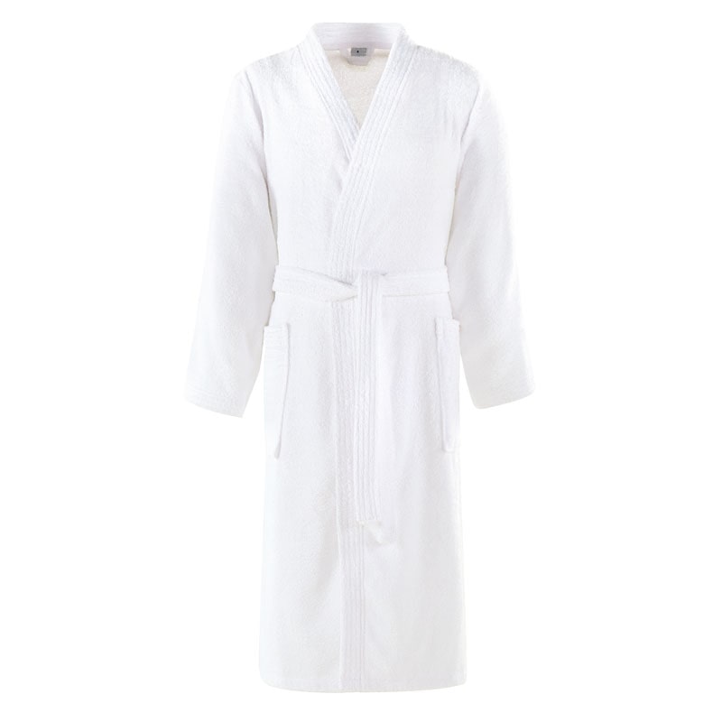 Bademantel inkl. Gürtel Weiss Größe L Walkfrottier Kimonoform unisex