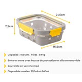 thumbnail of PIKA - Boite alimentaire 1050ml en verre et couvercle en verre trempé - Hermétique, Compatible au micro-ondes, four, congélateur - GlassShock