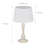 thumbnail of Relaxdays Tischlampe Landhausstil, E14 Fassung, Stoff & Holz, Wohn- & Schlafzimmer, Nachttischlampe, HxD: 47x27 cm, weiß