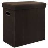 thumbnail of DuneDesign Cesto della Biancheria Sporca Bucato 70L Portabiancheria pieghevole con coperchio pouf per sedersi rettangolare con manici Marrone Scuro
