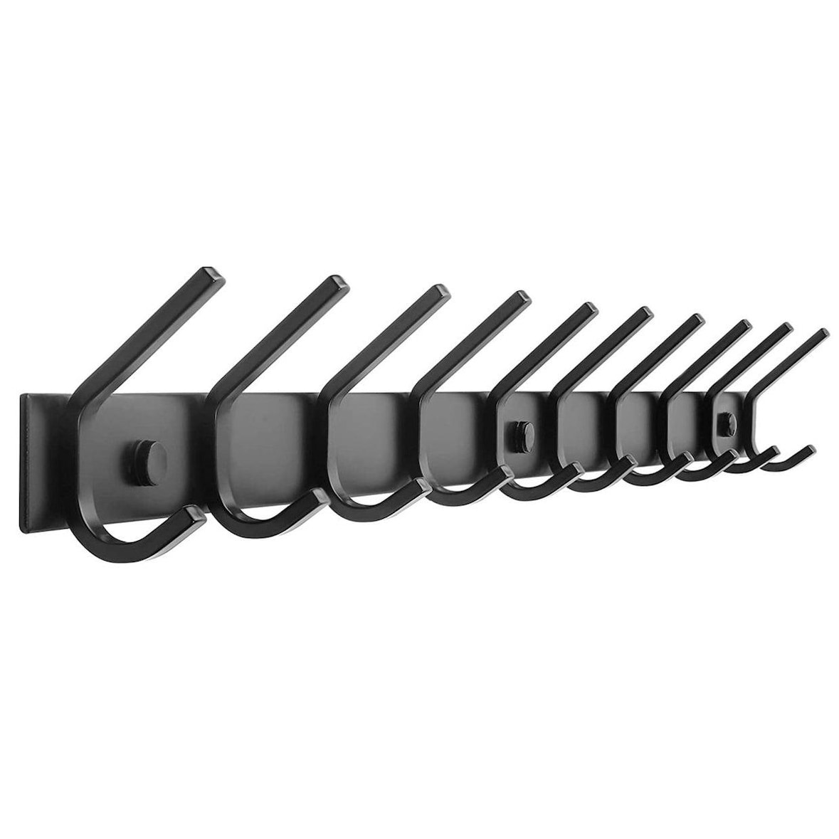 TOJ Living Wandkapstok – 20 haken – 78 cm – RVS – Mat zwart – Muurkapstok