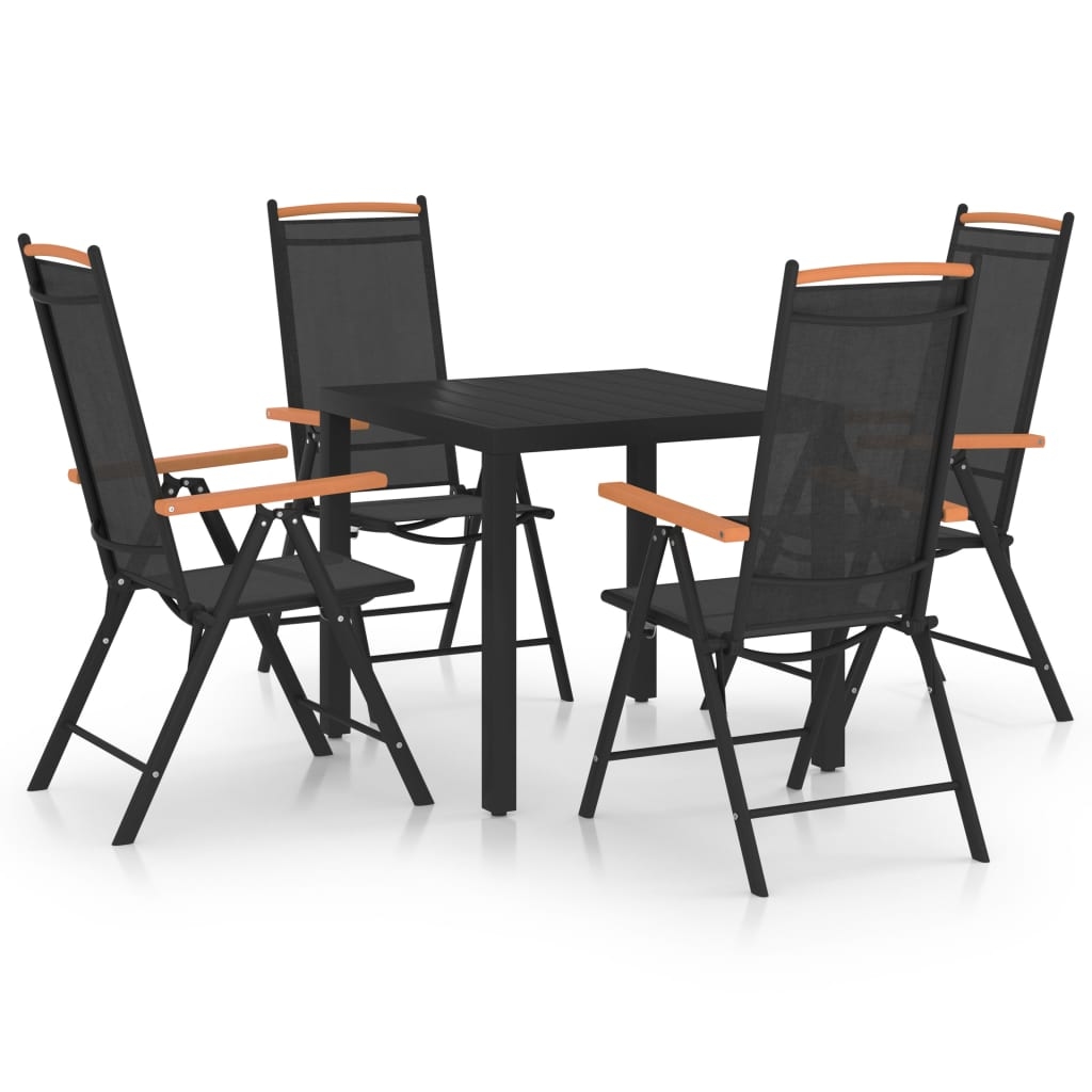 Helloshop26 - 5-teiliges schwarzes Aluminium-Gartenmöbelset