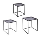 thumbnail of Set aus 3 quadratischen Tischen mit abnehmbaren Tischplatten in Schwarz - Carré Métal Table Passion 40x40 cm
