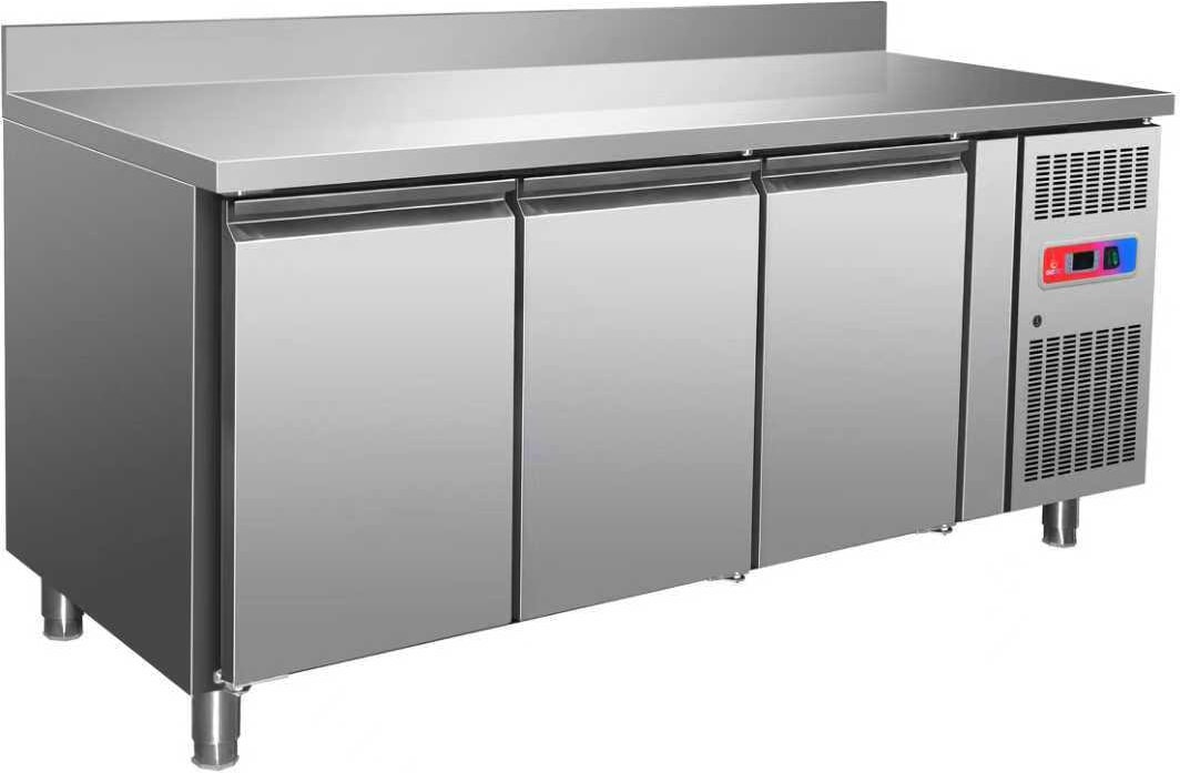 Gasfrit – Kühltheke Unterbau, Wandmodell mit 3 Türen aus Edelstahl, Umluftkühlung, 1795 × 700 × 850 + 100 mm