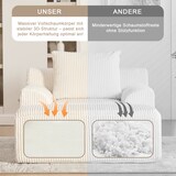 thumbnail of Übergroßer Sofasessel 147x110x67 cm mit gestreiftem Kordsamt Beige, inklusive Fußpedal und Stauraumfächern