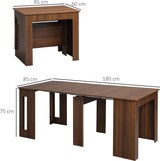 thumbnail of Ausziehbarer Esstisch Holzwerkstoff Braun 180x85x75 cm, klappbar mit Rollen