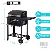 thumbnail of WellHome - Zwarte houtskoolbarbecue met dubbele grill en bijzettafel van 96 cm