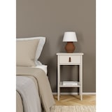thumbnail of WellHome - Nachttafeltje met 1 lade en metalen of leren handgreep in kleur Beige-grijs 40 x 35 x 71 cm - Guadalquivir