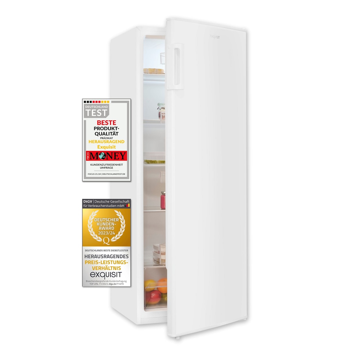 Exquisit Vollraumkühlschrank KS320-V-H-040D weiss | Nutzinhalt: 242 L | Ohne Gefrierfach