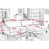 thumbnail of KAWOLA Sofa MALTA Ecksofa Stoff beige mit Kopfstütze Recamiere rechts