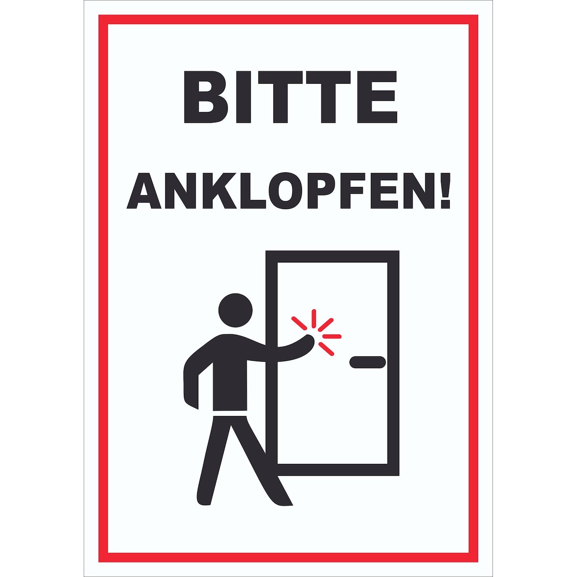 Schild Bitte anklopfen hochkant A4 (210x297mm)