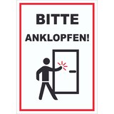 thumbnail of Schild Bitte anklopfen hochkant A4 (210x297mm)