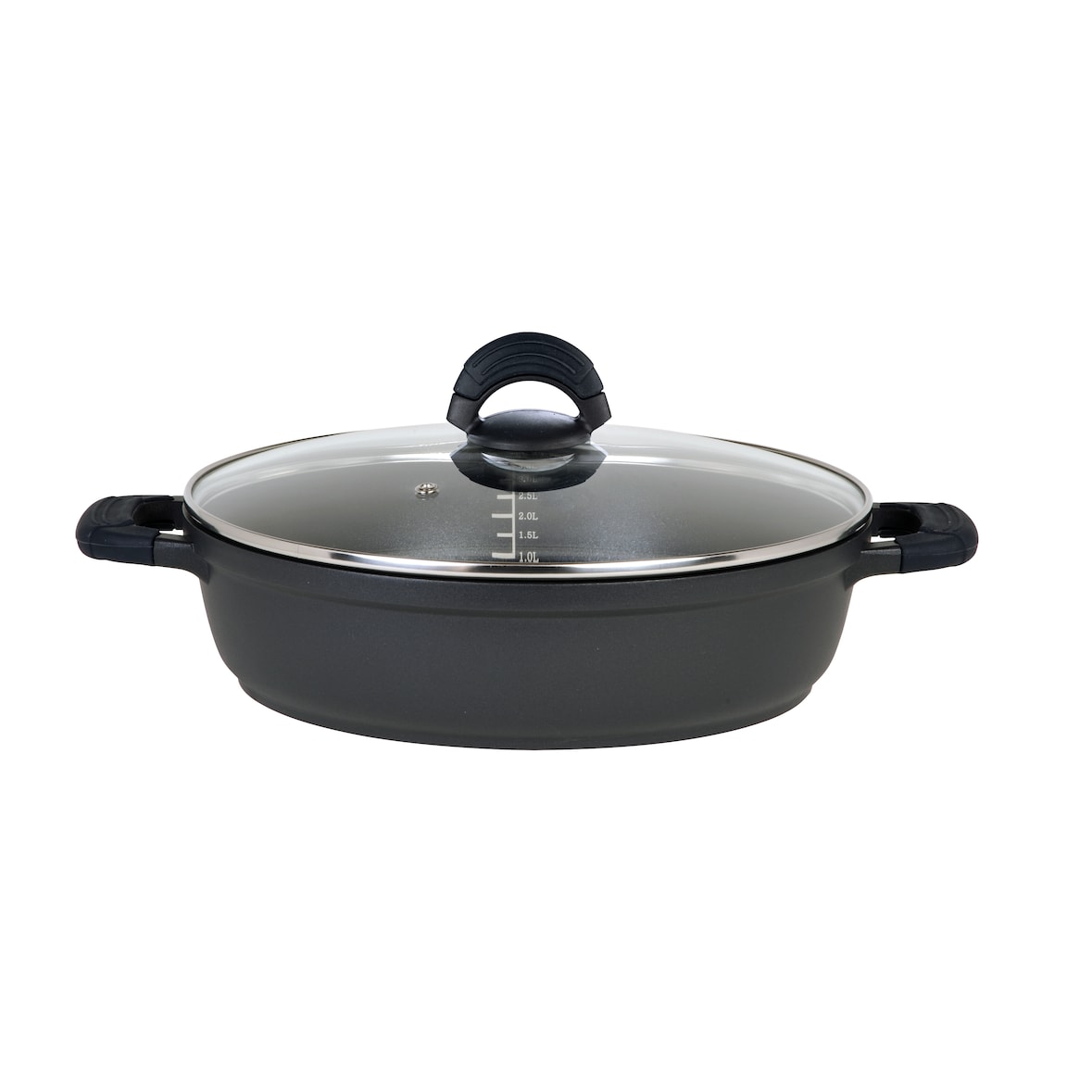 GSW Servierpfanne SilcoGuss noir 24 x 7,5cm mit Glasdeckel, induktionsgeeignet, backofengeeignet bis 180°C