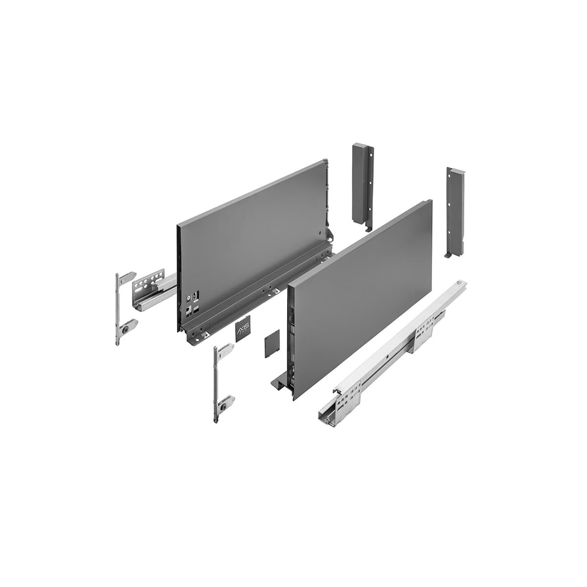 Push to Open Schubladensystem Schubkasten-Set Vollauszug Anthrazit 450mm 200mm