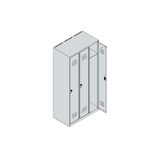 thumbnail of C+P Spind Classic PLUS, 3 Abteile, HxBxT 185x90x50cm, Zylinderschloss, Hellgrau/Enzianblau von PROREGAL