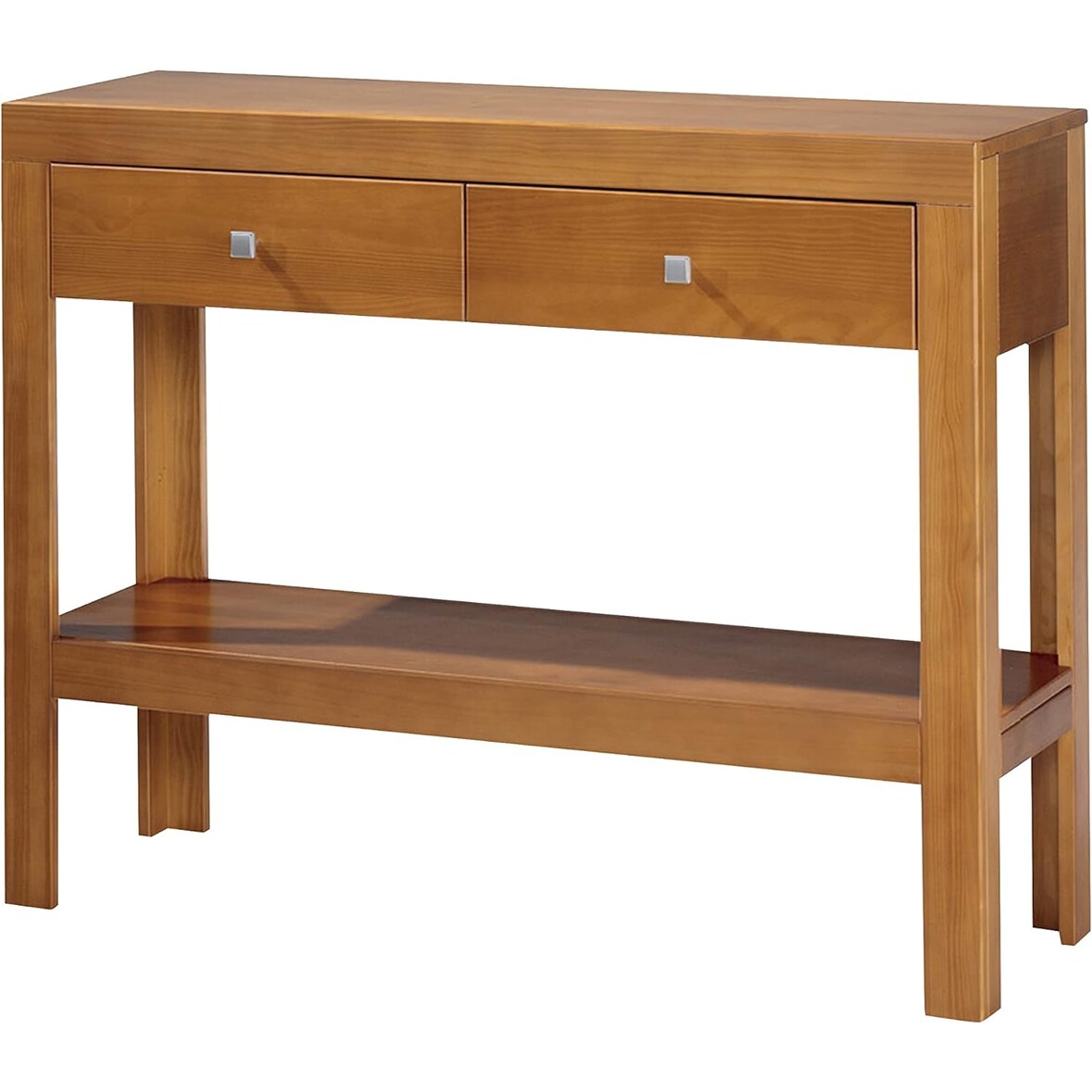Consola 2 cajones, Moblit, color Cerezo, Relaizada en madera de Pino macizo .Medidas 85x105x35 cm (altoxanchoxfondo), Serie Kalpe cerezo.