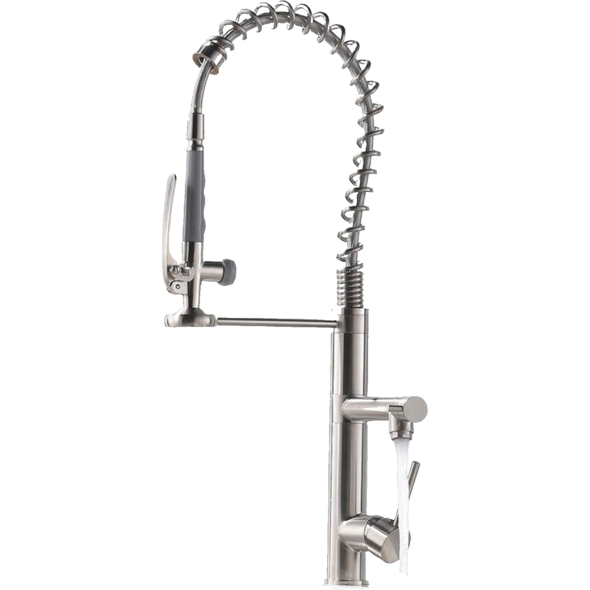 KLARWERK® Ben | Große Gastronomie Küchenarmatur Silber gebürstet 2 Brausen | Profi Edelstahl Wasserhahn Küche 2 Anschlüsse|Doppelspülbecken Restaurant