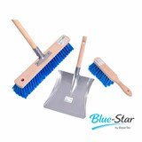 thumbnail of Blue-Star Besen Komplett SET 60 cm Breit mit blauen Borsten und stabilem Holzstiel Handfeger Kehrschaufel Stiel Straßenbesen