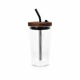 thumbnail of Ogo Living - Gobelet fusion 50cl en verre borosilicate avec paille et couvercle en bois