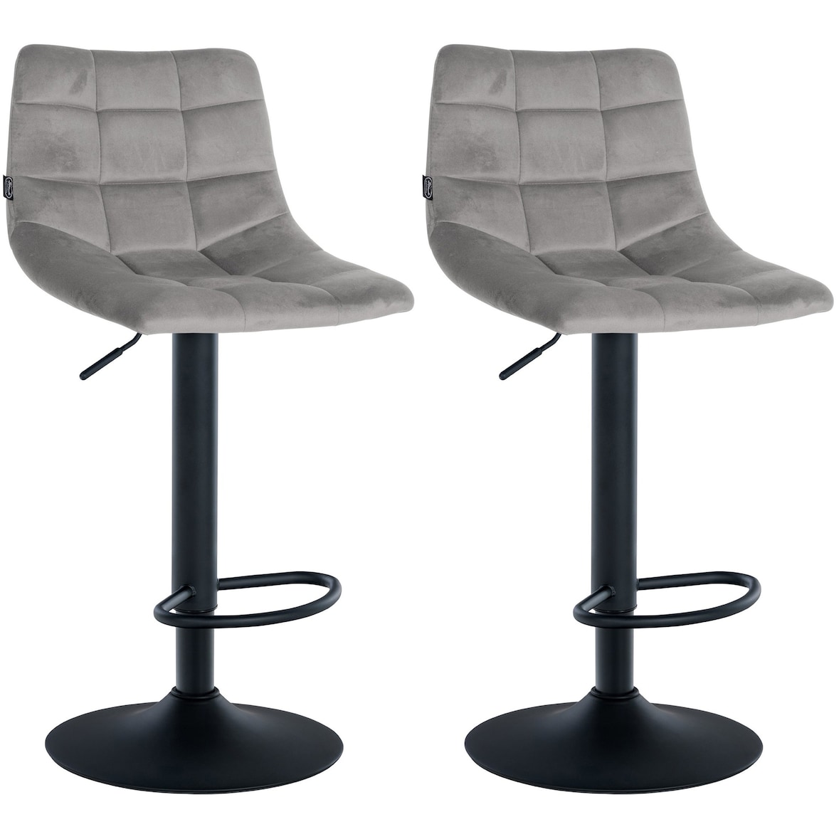 Set van 2 barkrukken Jerry Fluweel grijs/zwart