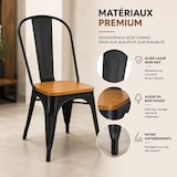thumbnail of Kosmi - Lot de 4 chaises en métal Noir Mat et Assise en Bois Clair - Style Industriel