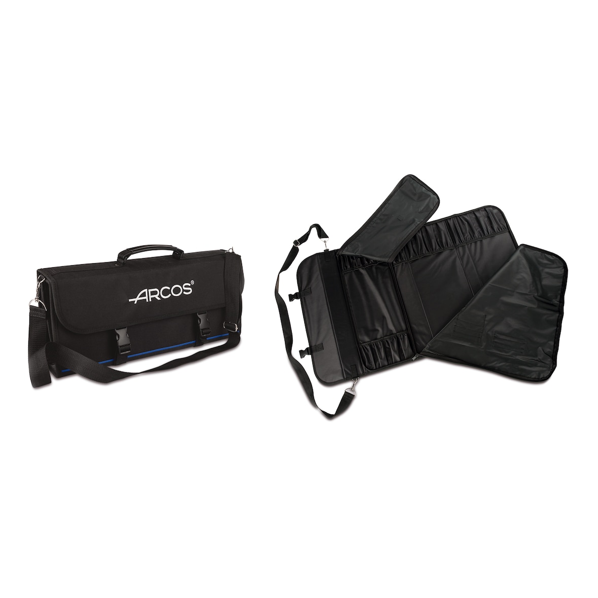Arcos Bolsa para Cuchillos con capacidad para 17 piezas, 100% Poliester 520 x 920 mm, Color Negro (CUCHILLOS NO INCLUIDOS)