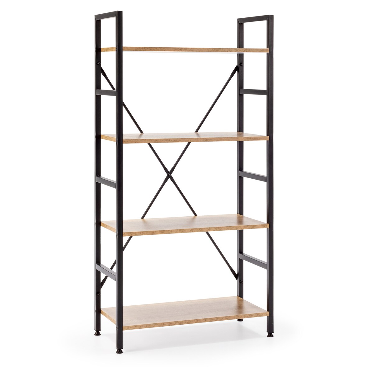 Libreria a scala Virginia 4 ripiani, colore legno/nero, 60 cm