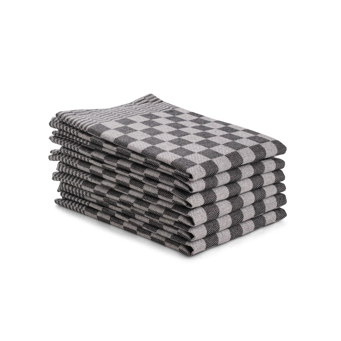 DoubleDry Theedoeken 6 st - 100% katoen - blokpatroon - geblokt - horeca ruit - zwart