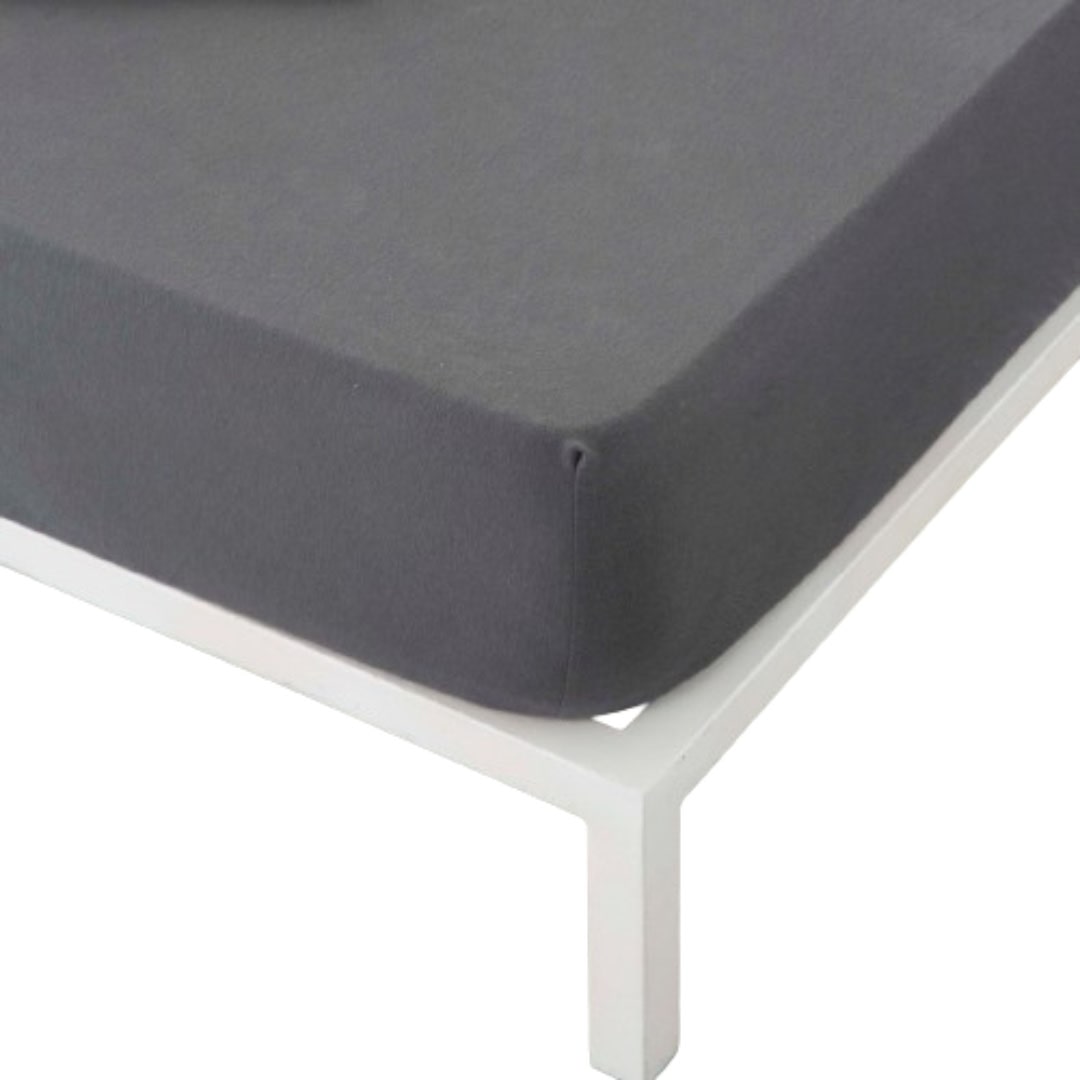 Lençol justo 150 tecido elástico jersey de algodão extra macio fabricado na Espanha Elba Dark Grey/Gris Oscuro Naturals
