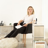 thumbnail of Relaxdays Regalsystem, 5 Stoff-Schubladen, universale Schubladenbox, Metall und Holz, HxBxT: 77,5 x 83 x 29 cm, beige