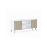 thumbnail of Mueble TV 140 con 2 puertas, salón comedor, Modelo WIND, color estructura Blanco, color puertas Roble, 137x40x57cm _TV140WINDBLAPUCC