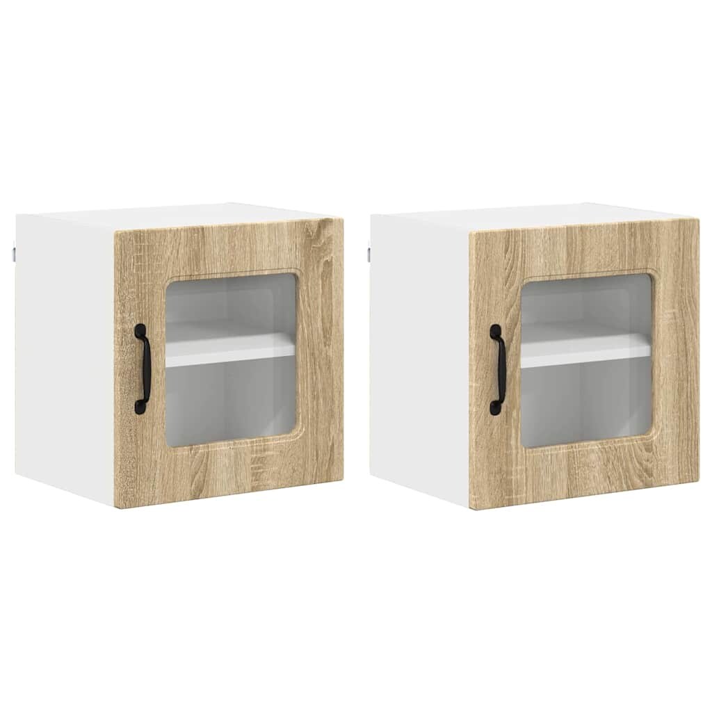 vidaXL Küchenwandschrank mit Regal 2 pcs Sonoma-Eiche 40 x 31 x 40 cm