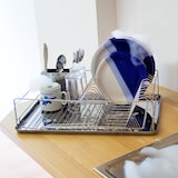 thumbnail of Relaxdays Abtropfgestell Edelstahl-Optik, HxBxT:33x48x12cm, mit Besteckkorb & Auffangwanne, Geschirrständer, silber