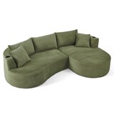 thumbnail of Merax Sofa set, 2-Sitzer + Linke Chaiselongue, mit Getränkehalter & Kissen, Bogenförmiges Design, Cordstoff, Grün