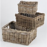 thumbnail of 3er Set Weidenkörbe Körbe Aufbewahrung Korb Dekokorb Holzkorb geflochten 23 - 37cm