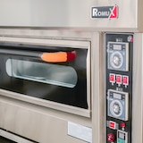 thumbnail of Romux® Doppelkammer Elektrisch Pizzaöfen für 8+8 Pizzen mit 32 cm mit Schamottsteinboden und Präzisem Thermostat | Max. Temperatur 400 °C - 13200W