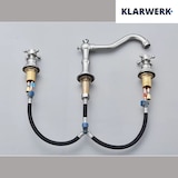 thumbnail of JULIAN | Vintage 3-Loch Badarmatur Silber gebürstet | Premium Retro Edelstahl Wasserhahn Waschbecken | Antike 2-Griff Mischbatterie Hotel Gastronomie