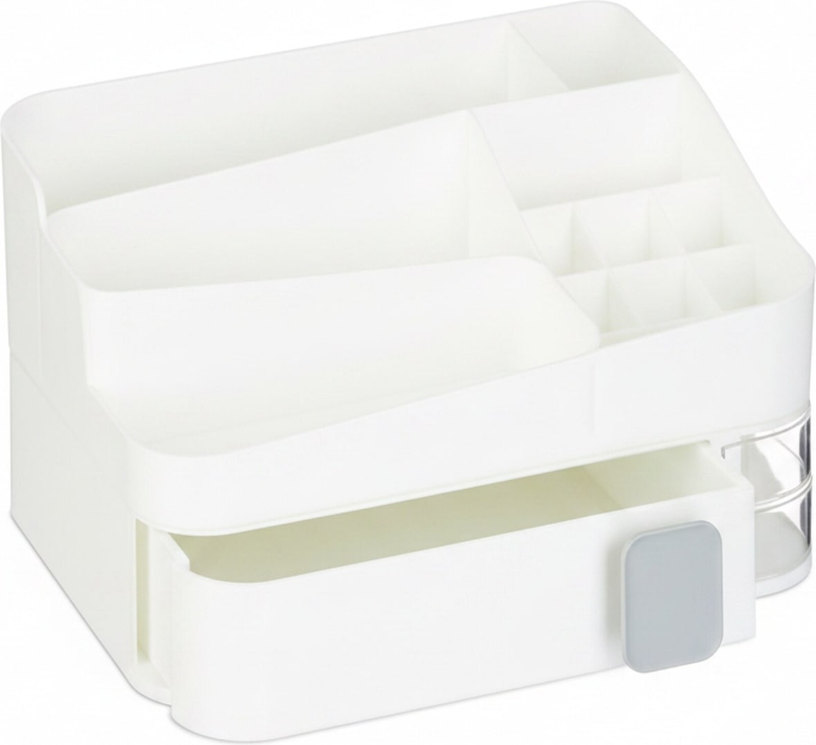 Relaxdays Make Up Organizer, 18 Fächer, Kosmetik Aufbewahrung, Kunststoff, HBT: 15 x 26 x 21 cm, Kosmetikorganizer, weiß