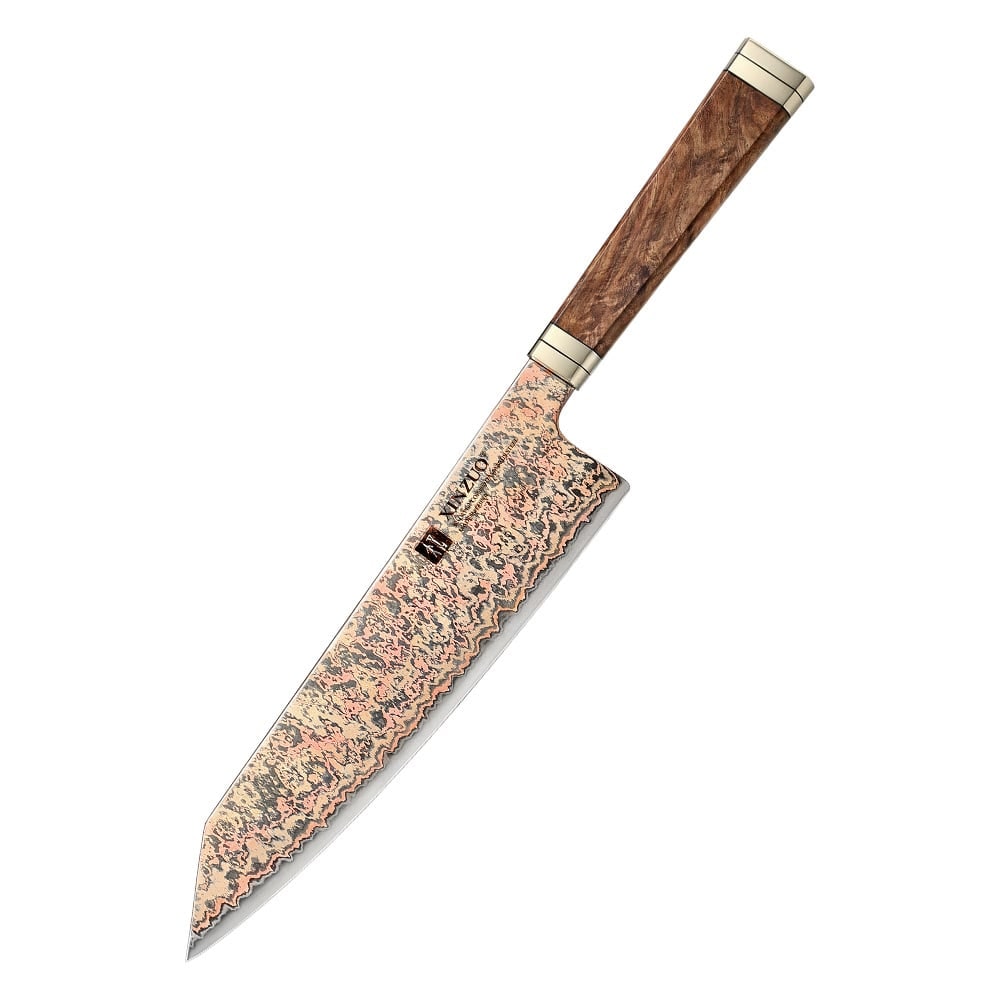 XinZuo - Kupfer-Damast-Bunka-Messer 21 cm - X08C Serie - gefertigt aus 53-lagigem Kupfer-Damast