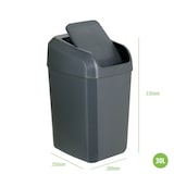 thumbnail of Poubelle TROYA avec couvercle basculant de 30 litres. Couleur anthracite. Poubelle en plastique DENOX