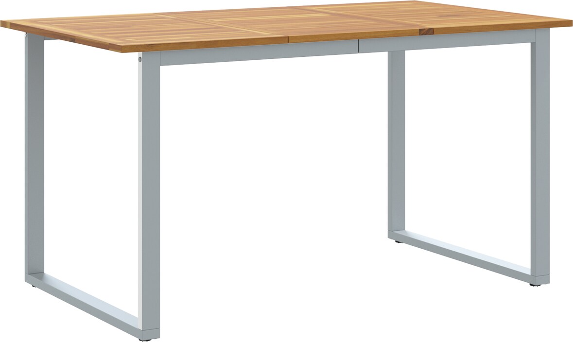 vidaXL Outdoor-Esstisch Grau 140x80x75 cm Stahl & Massivholz Akazie