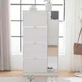 thumbnail of Schuhschrank Spiegelschrank 80x24x147 mit 4 Kippfächern verstellbarem Regal Flurkommode Spiegel Stauraum platzsparend Weiß